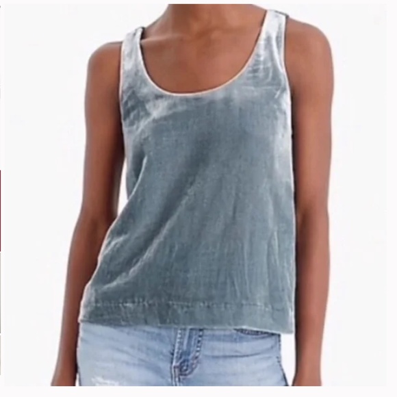 J. Crew Tops J Crew Velvet Grey Scoop Neck Tank Top Style J4925